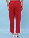 Juniper Women Red Solid Cotton Pants with Partially Elasticated Waistband and Two Side Pockets-J4953OT9RED