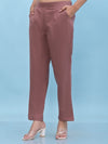 Juniper Women Mauve Solid Cotton Pants with Partially Elasticated Waistband and Two Side Pockets-J4957OT9MAUVE