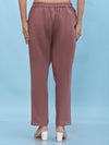 Juniper Women Mauve Solid Cotton Pants with Partially Elasticated Waistband and Two Side Pockets-J4957OT9MAUVE