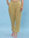 Juniper Women Olive Solid Cotton Pants with Partially Elasticated Waistband and Two Side Pockets-J4958OT9OLIVE