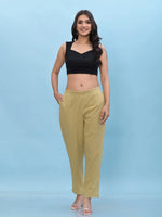 Juniper Women Olive Solid Cotton Pants with Partially Elasticated Waistband and Two Side Pockets-J4958OT9OLIVE