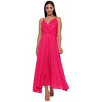 Aawari Rayon Front Open Gown For Girls and Women Pink-AM097-Pink