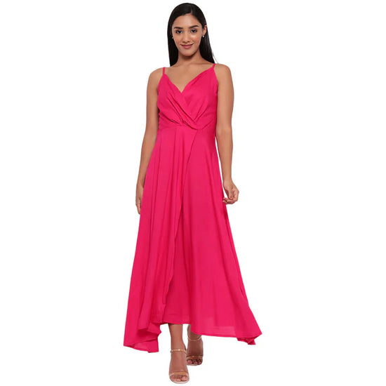 Aawari Rayon Front Open Gown For Girls and Women Pink-AM097-Pink