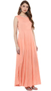 Aawari Rayon Plain Gown For Girls and Women Peach-AM086-Peach