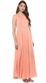 Aawari Rayon Plain Gown For Girls and Women Peach-AM086-Peach