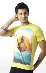 Huetrap Yellow Mens Short Sleeve Graphic Printed Tshirt-HT16MKGRAYLW00365