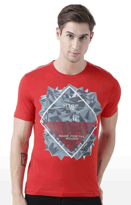 Huetrap Red Mens Short Sleeve Graphic Printed Tshirt-HT17MKGRARED00600