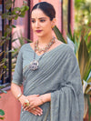 Saree Mall Women's Georgette Grey Embellished Celebrity Saree With Blouse Piece-JALEBI81302