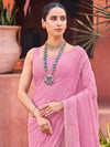 Saree Mall Women's Georgette Mauve Embellished Celebrity Saree With Blouse Piece-JALEBI81305