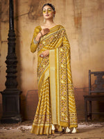 Saree Mall Women's Dola  Mustard Printed Designer Saree With Blouse Piece-JANNAT3006