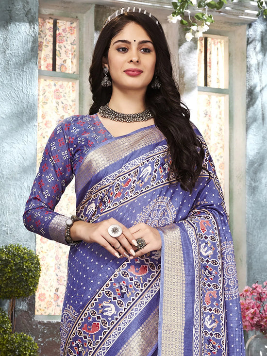 Saree Mall Women's Dola  Lavender Woven Design Celebrity Saree With Blouse Piece-JANNAT4001