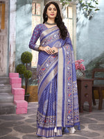 Saree Mall Women's Dola  Lavender Woven Design Celebrity Saree With Blouse Piece-JANNAT4001