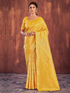 Saree Mall Women's Cotton Yellow Woven Design Designer Saree With Blouse Piece-JENNA96902