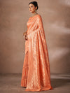 Saree Mall Women's Cotton Peach Woven Design Designer Saree With Blouse Piece-JENNA96904