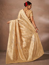 Saree Mall Women's Cotton Cream Woven Design Designer Saree With Blouse Piece-JENNA96905