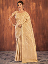 Saree Mall Women's Cotton Cream Woven Design Designer Saree With Blouse Piece-JENNA96905