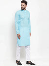 Chikankari Pure Cotton Kurta with Churidar-JOKP-561Sky