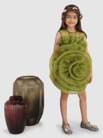 Jelly Jones Emblished With Big Flower Dress-Green