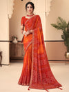 Saree Mall Women's Chiffon Orange Embellished Designer Saree With Blouse Piece-JLPARI25901A