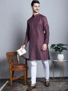 Men Maroon Woven Design Kurta with Pyjamas-JOKP-P-5003Maroon