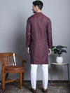 Men Maroon Woven Design Kurta with Pyjamas-JOKP-P-5003Maroon