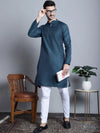 Men Navy Blue Woven Design Kurta with Pyjamas-JOKP-P-5003Navy