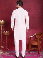 Chikankari Embroidered Kurta with Pyjama.-JOKP-5017Pink