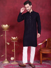 Sequins Chikankari Kurta with Pyjama.-JOKP-5018Navy