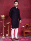 Sequins Chikankari Kurta with Pyjama.-JOKP-5018Navy