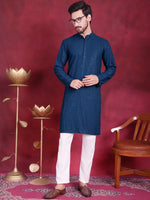 Sequins Chikankari Kurta with Pyjama.-JOKP-5018Peacock