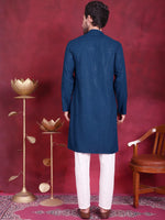 Sequins Chikankari Kurta with Pyjama.-JOKP-5018Peacock