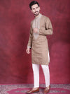 Men's Sequins Embroidered Kurta Pyjama Set.-JOKP-5019Beige