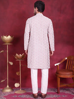 Men's Chikankari Embroidered Kurta Pyjama Set.-JOKP-5020Purple