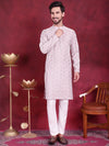 Men's Chikankari Embroidered Kurta Pyjama Set.-JOKP-5020Purple