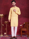 Men's Chikankari Embroidered Kurta Pyjama Set.-JOKP-5021Beige