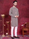 Men's Sequins Embroidered Kurta with Pyjama.-JOKP-5023Brown