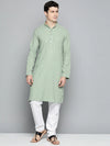 Men Pista Green Chikankari Embroidered and Sequence Kurta with Churidar-JOKP-678Pista