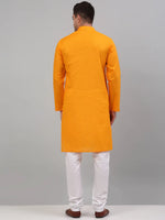 Men's Mustard Cotton Striped Kurta Payjama Sets-JOKP-679Mustard