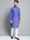 Men's Solid Pure Cotton Kurta With Pyjamas-JOKP-697Blue