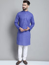 Men's Solid Pure Cotton Kurta With Pyjamas-JOKP-697Blue