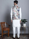 Men's Digital Print and Zari Work Nehru Jacket With Kurta Pyjama Set-JOKPWC-592W-4086Blue