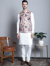 Men's Digital Print and Zari Work Nehru Jacket With Kurta Pyjama Set-JOKPWC-592W-4086Purple