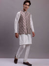 Men's Purple Woven Design Nehru Jacket With Solid Kurta Pyjama.-JOKPWC-636W-4082Purple