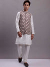 Men's Purple Woven Design Nehru Jacket With Solid Kurta Pyjama.-JOKPWC-636W-4082Purple