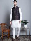 Men's Woven Design Nehru Jacket With Kurta Pyjama Set-JOKPWC-636W-4085Purple