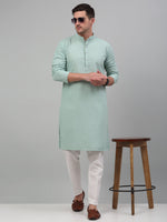 Men's Green Chikankari Embroidered and Sequence Kurta with Pyjama.-JOKP-P-5000Green