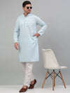 Men's Sky Blue Chikankari Embroidered and Sequence Kurta with Pyjama.-JOKP-P-5000Sky