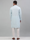 Men's Sky Blue Chikankari Embroidered and Sequence Kurta with Pyjama.-JOKP-P-5000Sky