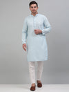 Men's Sky Blue Chikankari Embroidered and Sequence Kurta with Pyjama.-JOKP-P-5000Sky