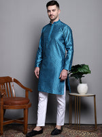 Woven Design Kurta with Pyjamas-JOKP-P-5002Peacock